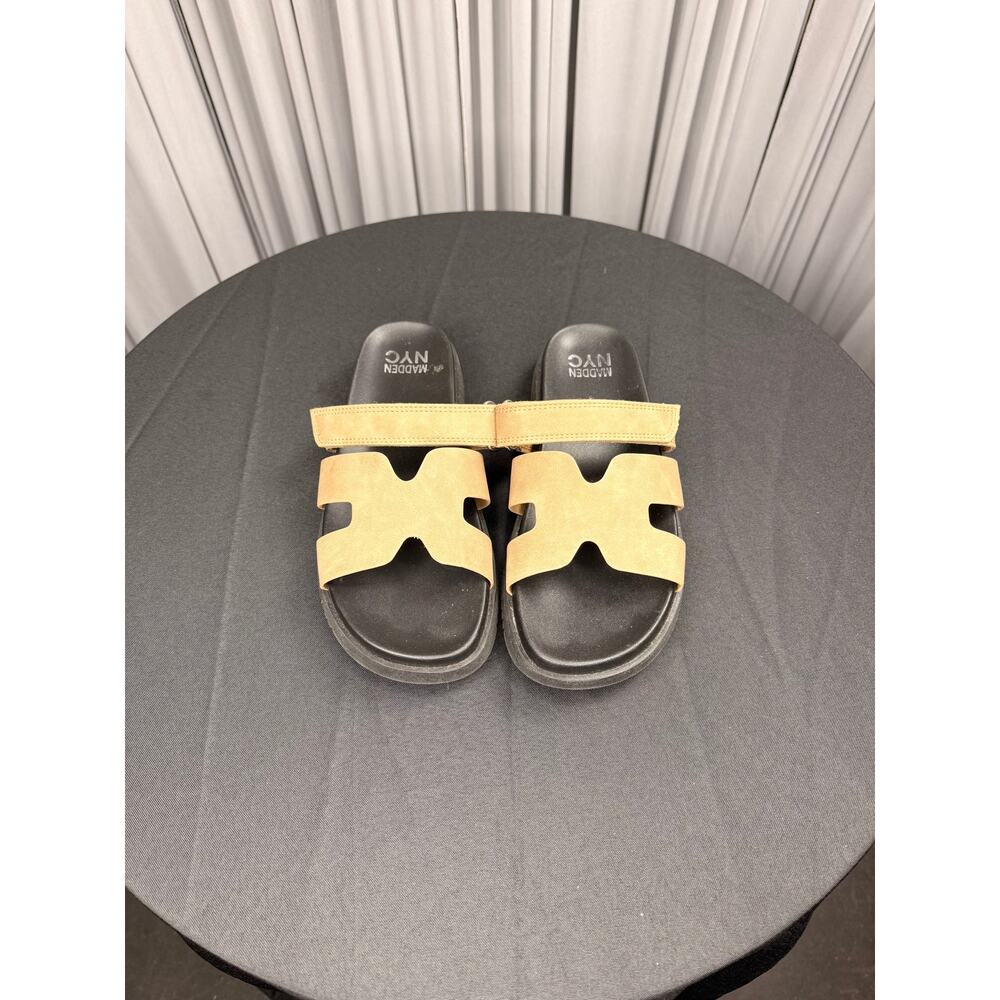 Madden NYC Slide Sandals Tan Black Size 8